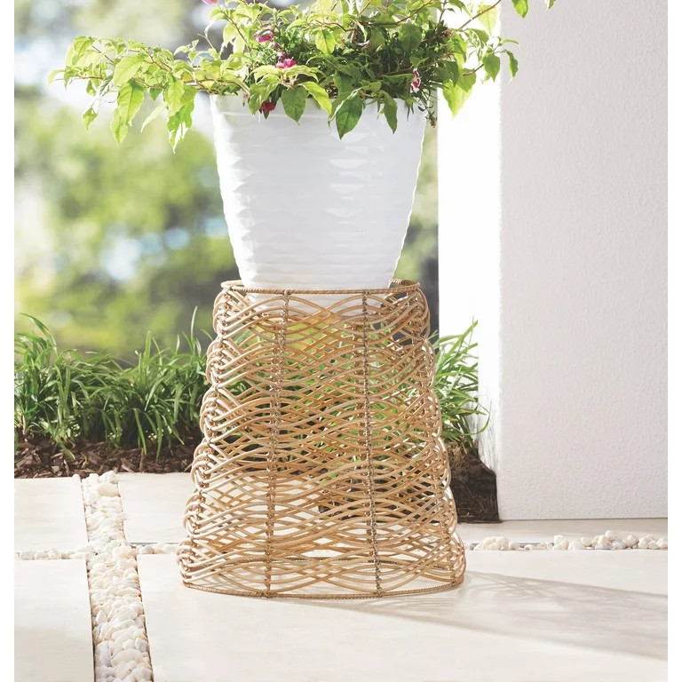 Better Homes & Gardens Ventura Resin Rattan Woven Plant Stand | Walmart (US)