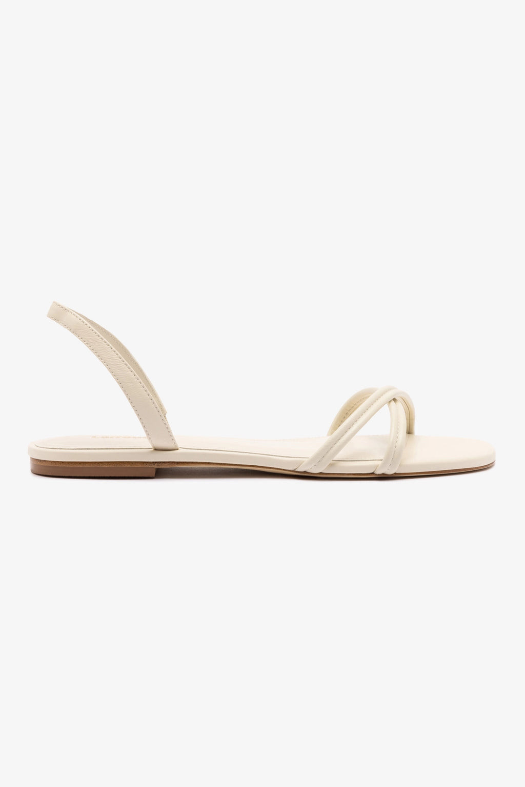 Annie Flat In Ivory Leather | Larroude