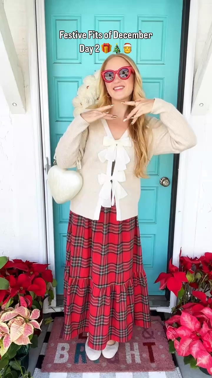 plaid maxi skirt and ivory bow sweater for todays Christmas outfit inspo 🎁 wearing size S in skirt and M in top, top can be worn with bows in front or back! 140 lbs and 5’7” for reference. 

plaid ain’t just for your pjs, this maxi skirt is giving all the vintage vibes and is such a cozy piece to dress up or down 🎁 who else can’t resist a classic plaid for the holidays?! 

plaid maxi skirt, Christmas maxi skirt, bow sweater, Christmas outfit ideas, holiday outfit ideas, Christmas cookie party outfit, Christmas outfit inspo, plaid skirt, plaid Christmas outfits, plaid styles, Christmas fashion reel, holiday outfit inspiration, festive prints, tartan outfit ideas, winter style, Plaid outfit ideas, festive plaid, Christmas outfits, tartan fashion, holiday style guide, how to wear plaid, Christmas outfits, New Year’s Eve outfit, holiday dress ideas, winter style guide, best festive looks

#LTKSeasonal #LTKgrwm #LTKHoliday