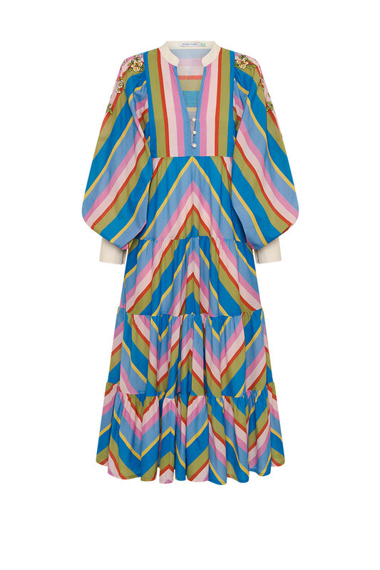 Rainbow Stripe Midi Dress | Bohemian Traders