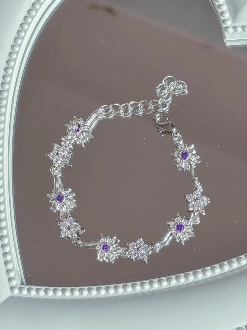 Purple Sun Flower Bracelet, Princess Sun Bracelet, Rapunzelle Bracelet, Gold and Silver Plated - ... | Etsy (US)