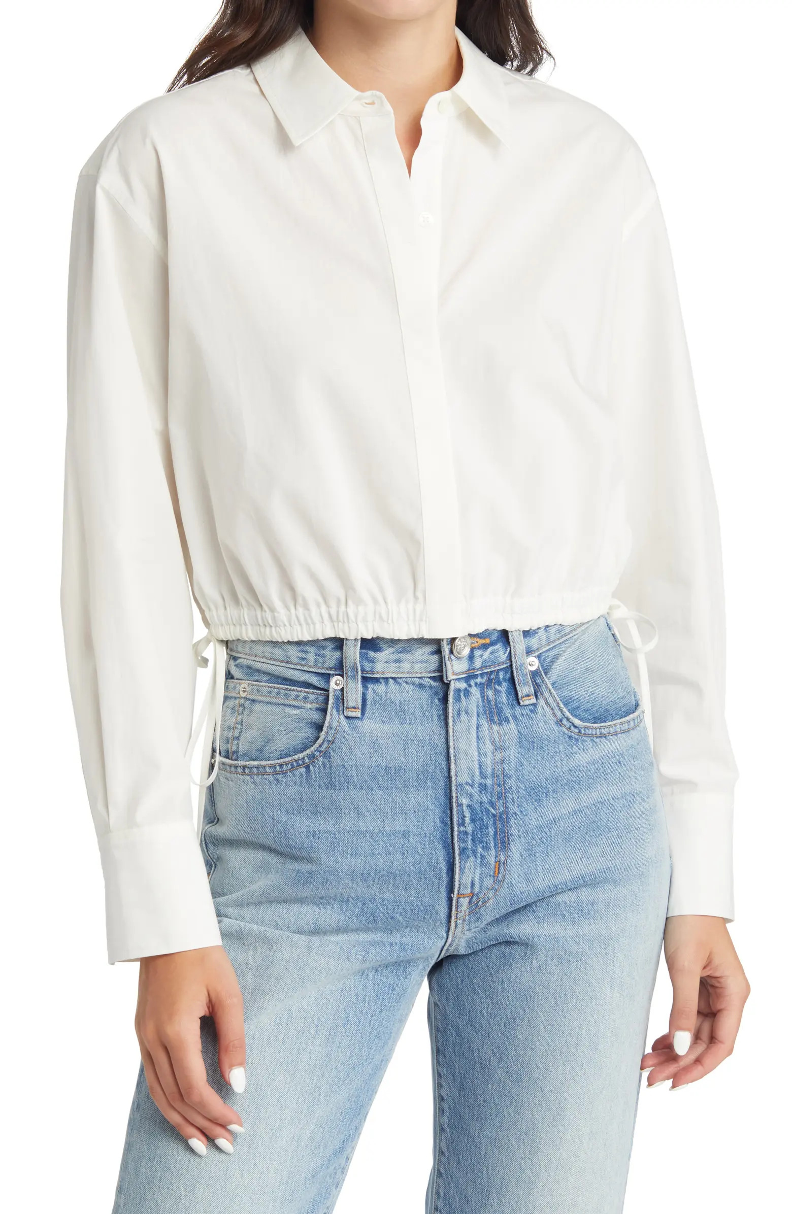 Rails Nicki Cotton Blend Crop Button-Up Shirt | Nordstrom | Nordstrom
