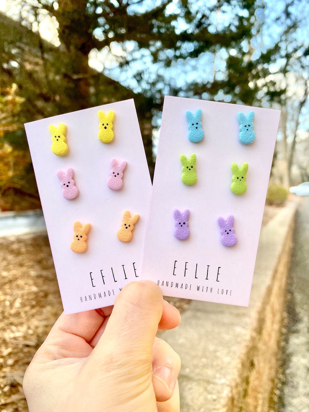 Easter Marshmallow Bunny Peeps Studs | Easter Bunnies | Easter Peeps Earrings | Easter Gifts For ... | Etsy (US)