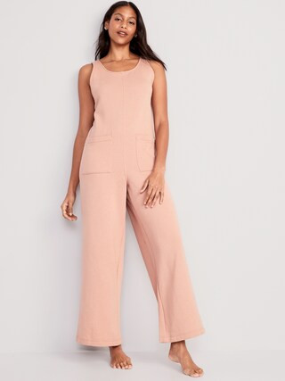 Sleeveless Loose Marled Fleece Lounge Jumpsuit for Women | Old Navy (US)