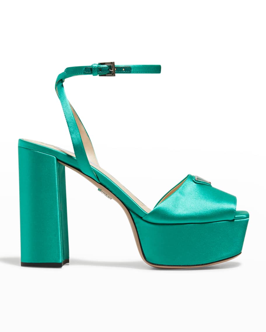 Prada Silk Ankle-Strap Platform Sandals | Neiman Marcus