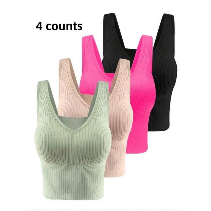 Women's Solid Backless Wireless Longline Bra, Fall Outfits, Fallfreshness Casual Comfortable Brea... | SHEIN