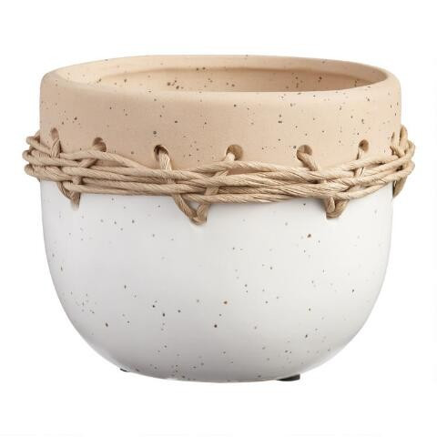 Two Tone Woven Twine Organic Ceramic Vase | World Market