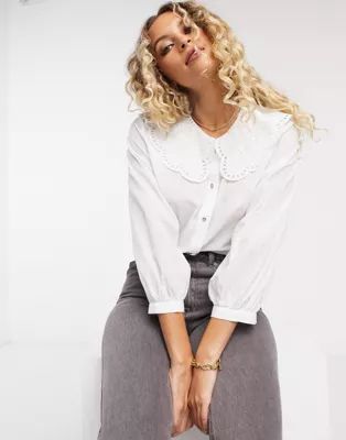 & Other Stories recycled doily collar blouse in off white | ASOS (Global)
