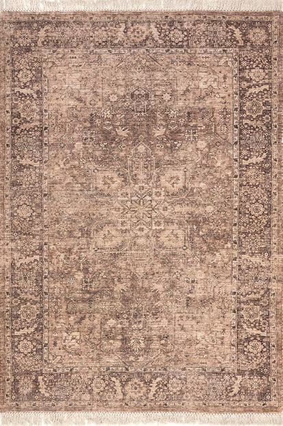 Brown Lennox Medallion Tassel 4' x 6' Area Rug | Rugs USA