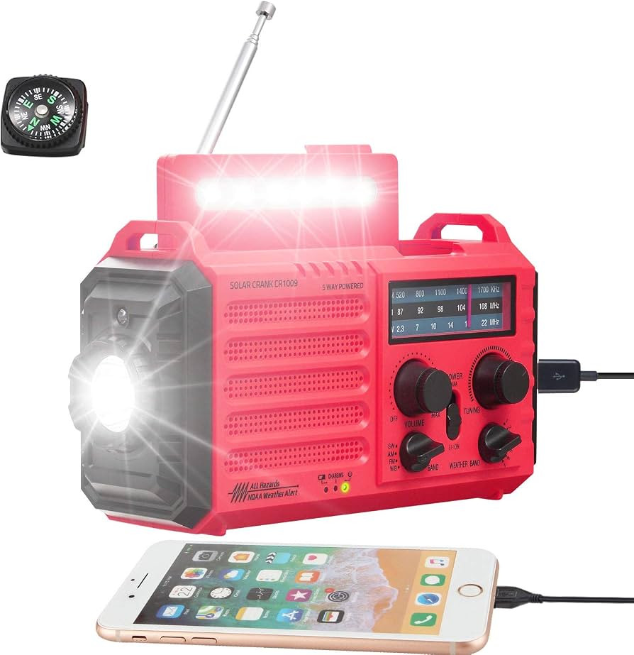5000mAh Weather Alert Radio, AM/FM/SW/NOAA Radio, Solar Hand Crank Portable Survival Emergency Ra... | Amazon (US)