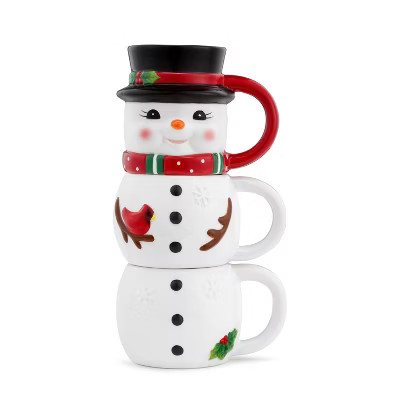 12oz 3pk Ceramic Snowman Stacking Mugs - Mr. Christmas | Target