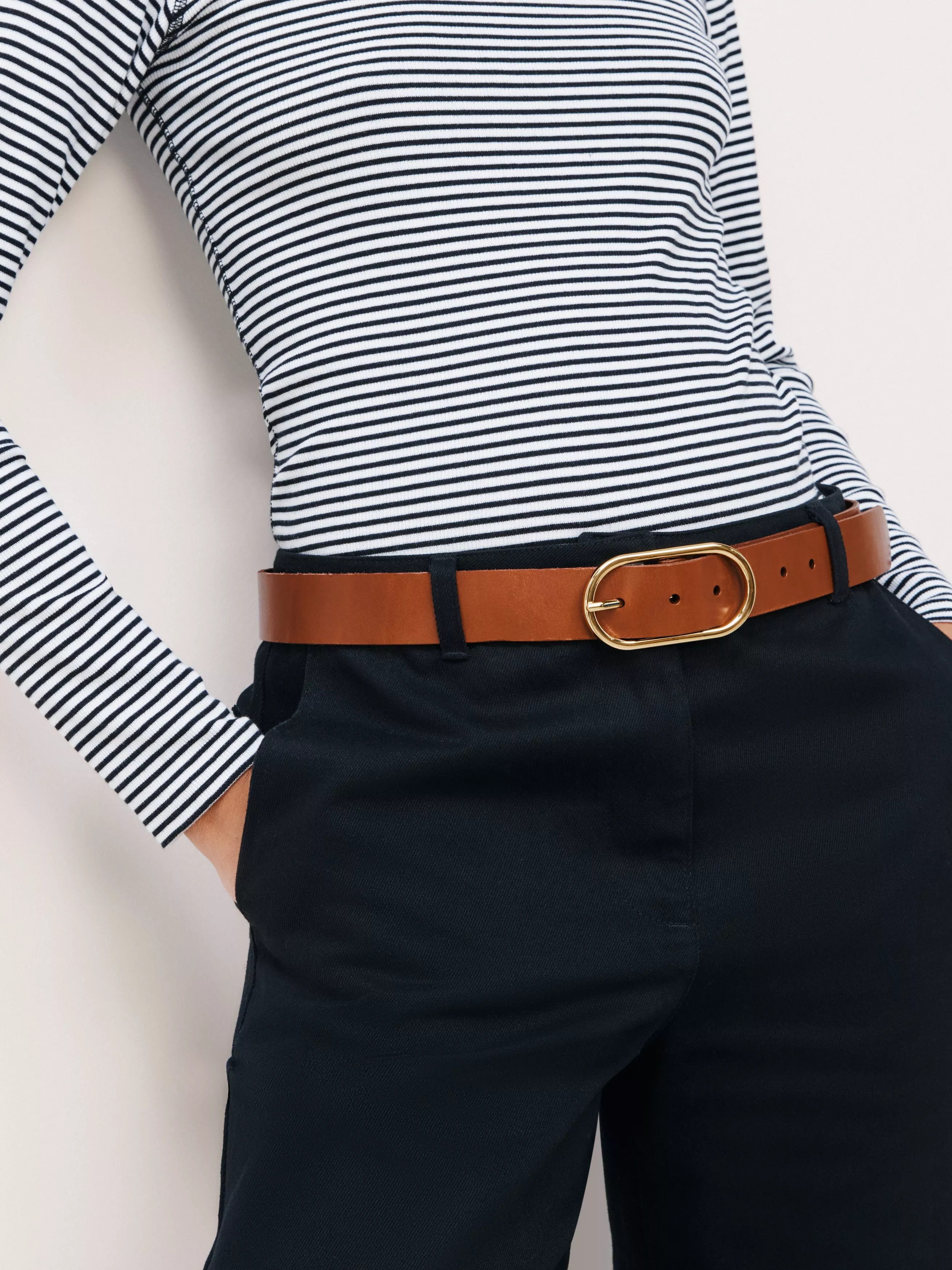 Oval Buckle Leather Belt, Tan | John Lewis (UK)