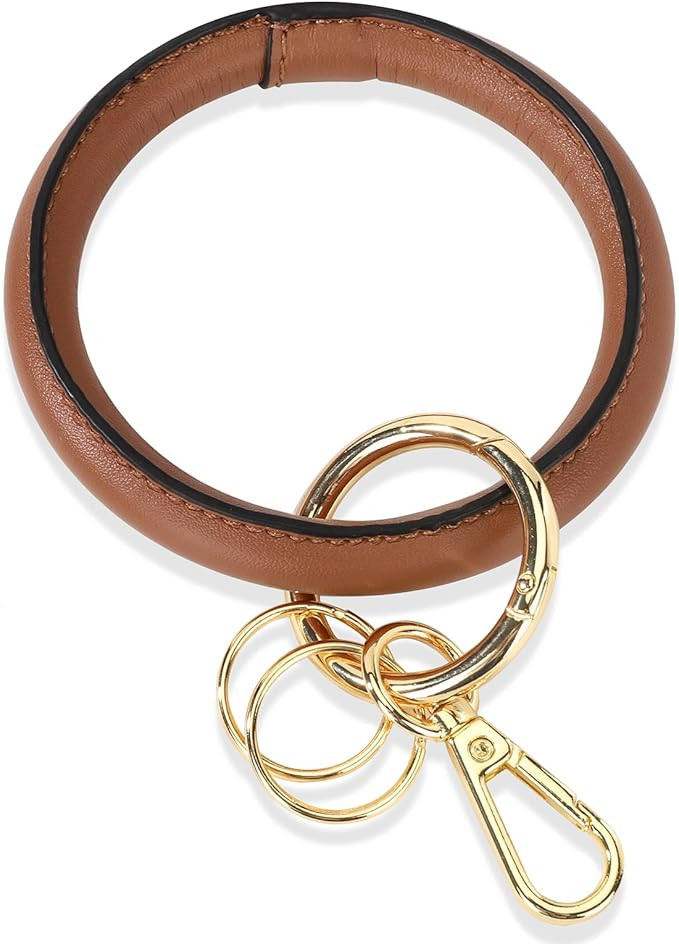 Junyuerly Wristlet Bracelet Keychain PU Leather Key chain Silicone Bangle Key Ring for Women Girl... | Amazon (US)