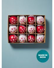 12pk Snowflake Print Ornament Set | HomeGoods