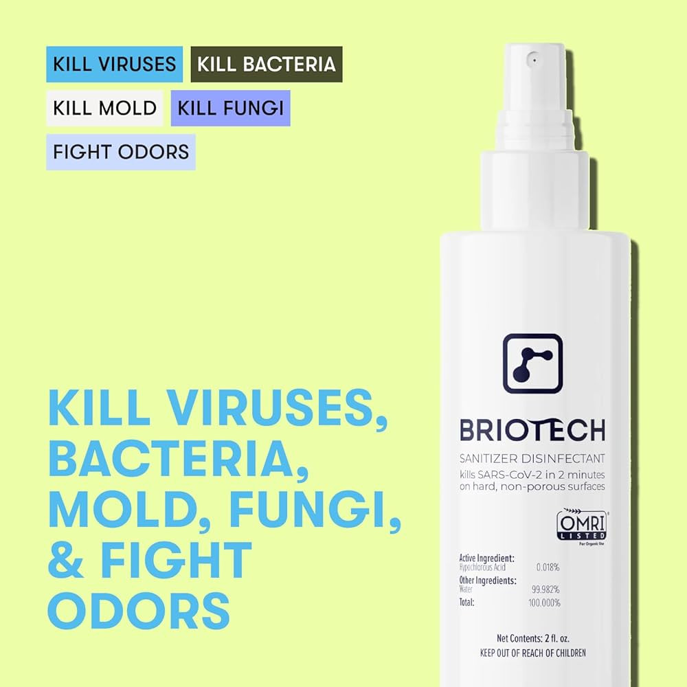 BRIOTECH Sanitizer Disinfectant Hypochlorous, Kill 99.99% of Viruses & Bacteria, Control Mold, El... | Amazon (US)
