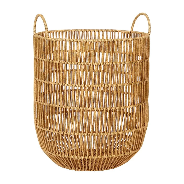 Handcrafted Woven Rattan Storage Basket with Handles, Large Decorative Organizer for Home, Laundr... | Walmart (US)