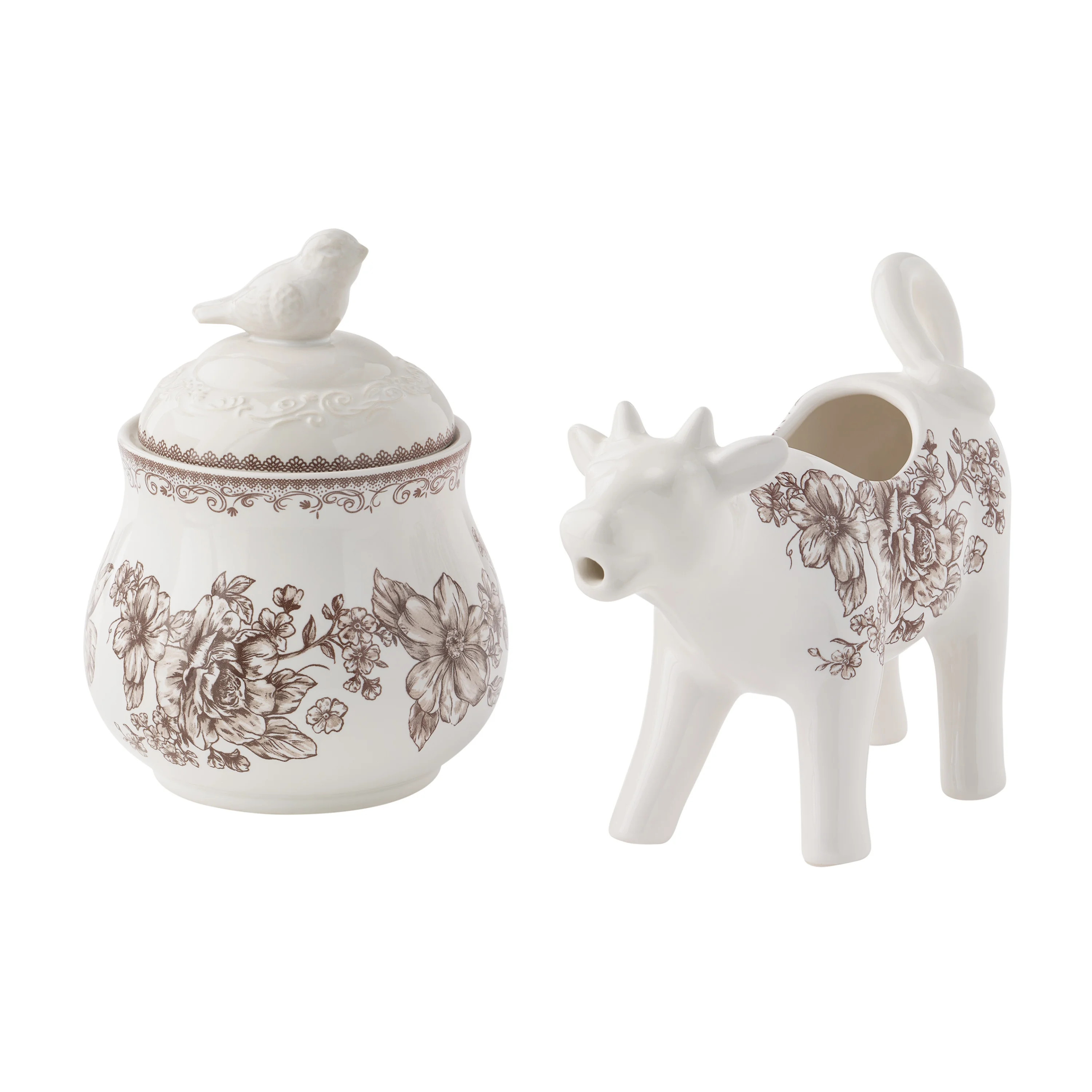 The Pioneer Woman Agatha Stoneware Sugar Bowl & Creamer Set, Brown | Walmart (US)