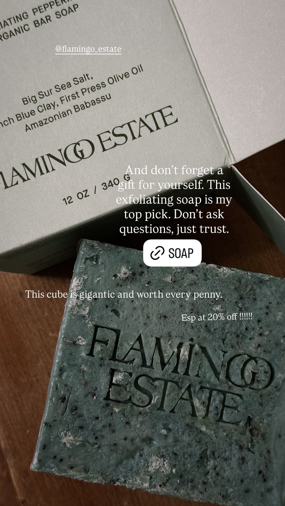 And don’t forget a gift for yourself. This exfoliating soap is my top pick. Don’t ask questions, just trust. This cube is gigantic and worth every penny. Esp at 20% off !!!!!! @flamingo_estate

#LTKCyberWeek #LTKHoliday