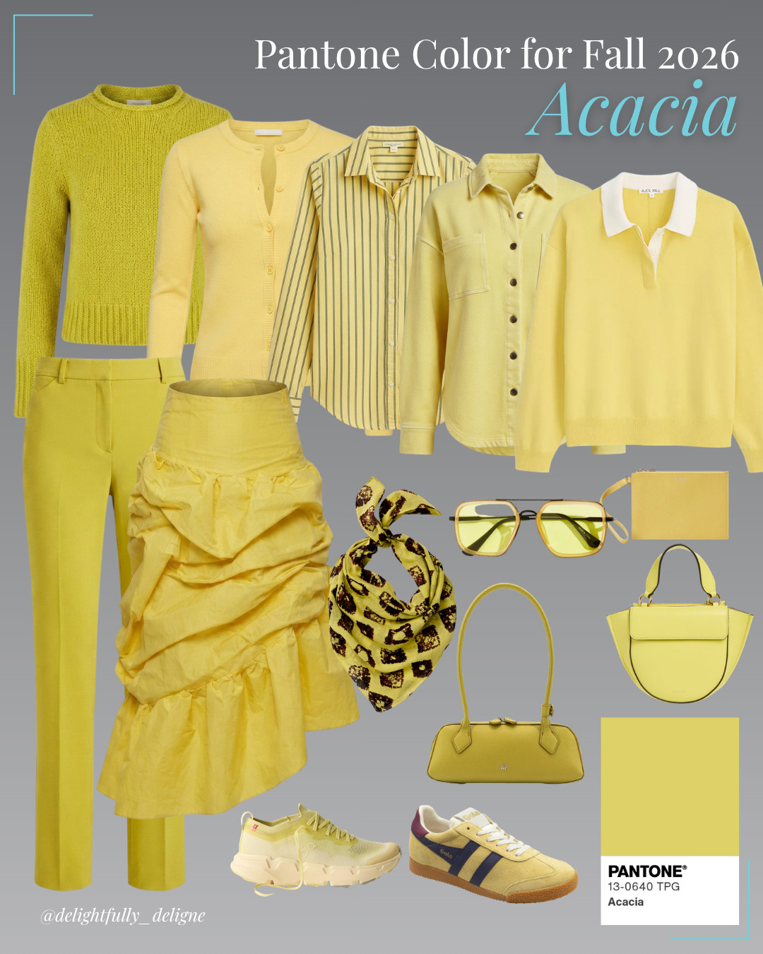 Pantone F/W-26/27 Trending Color "Acacia" 💛 A vibrant pop of yellow with a hint of green that brings a little unexpected energy to your fall wardrobe. 

 #LTKootd #LTKSeasonal #LTKOver40