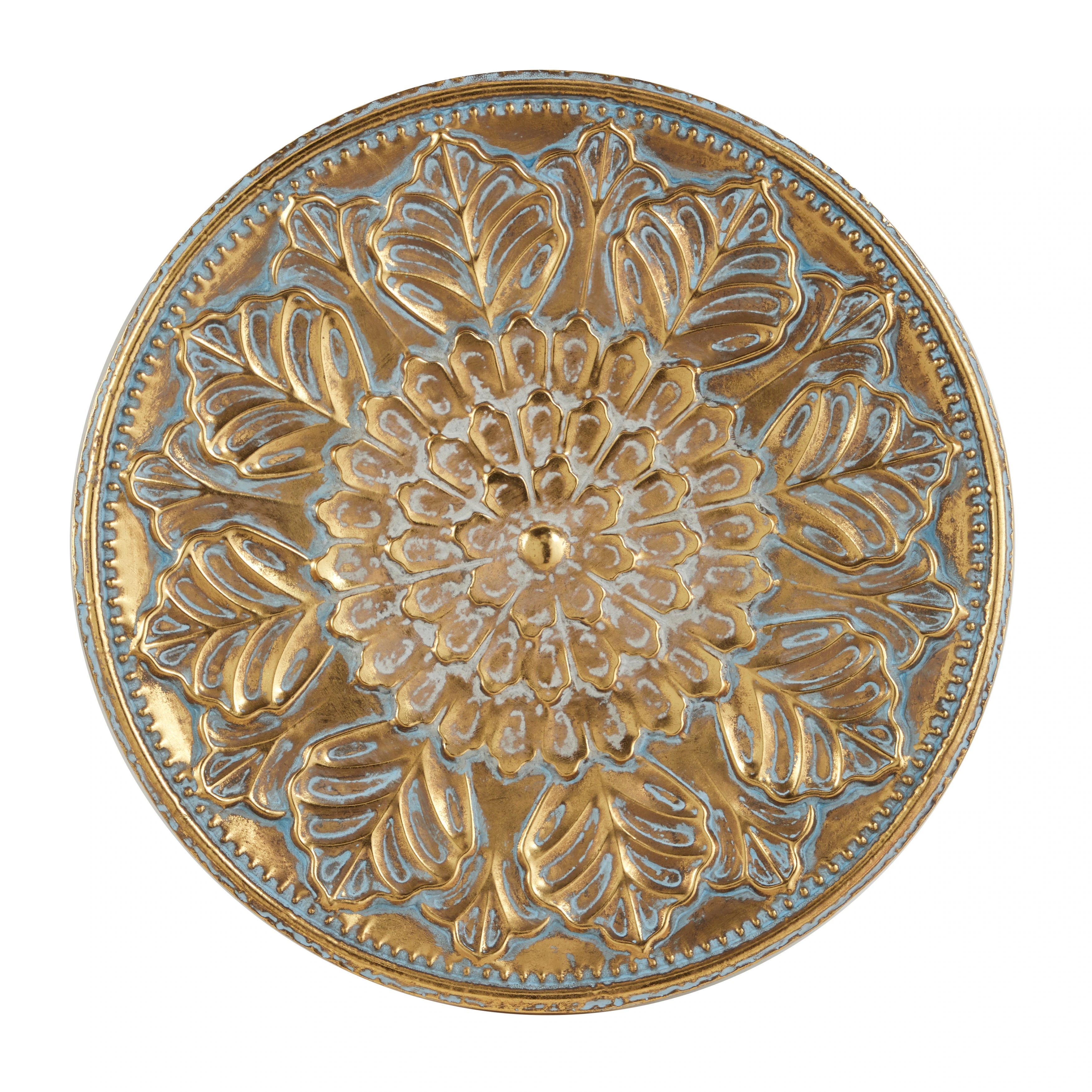 Gold Metal Floral Wall Decor with Embossed Details | Bed Bath & Beyond