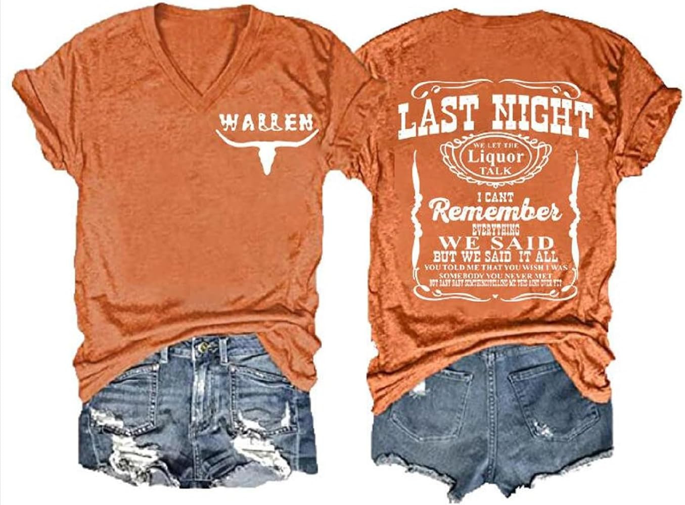 Women's Last Night We Let The Liquor Talk Western Print V-Neck T-Shirt Wallen Tshirt Plus Size Co... | Amazon (US)