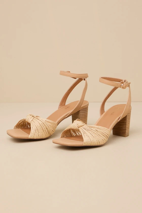 Jaylea Natural Knotted Ankle Strap High Heel Sandals | Lulus