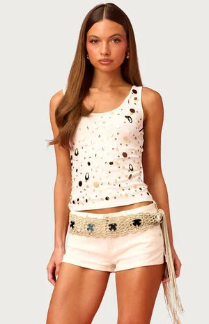 Edikted Barbie Sequin Ribbed Tank Top | PacSun
