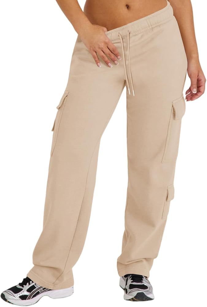 BZB Womens Cargo Sweatpants Elastic High Waisted Drawstring Joggers Pants Baggy Straight Leg Y2K ... | Amazon (US)