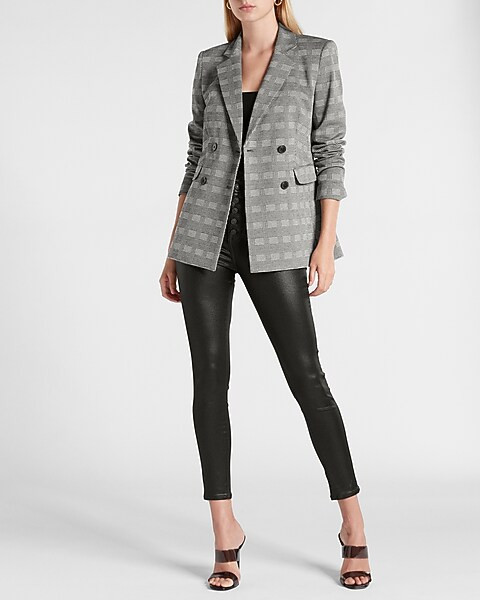 Plaid Double Breasted Blazer | Express