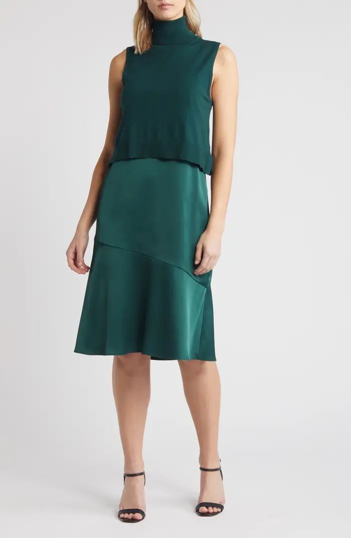 Sam Edelman Two-Piece Sleeveless Turtleneck Sweater & Satin Slipdress | Nordstrom | Nordstrom