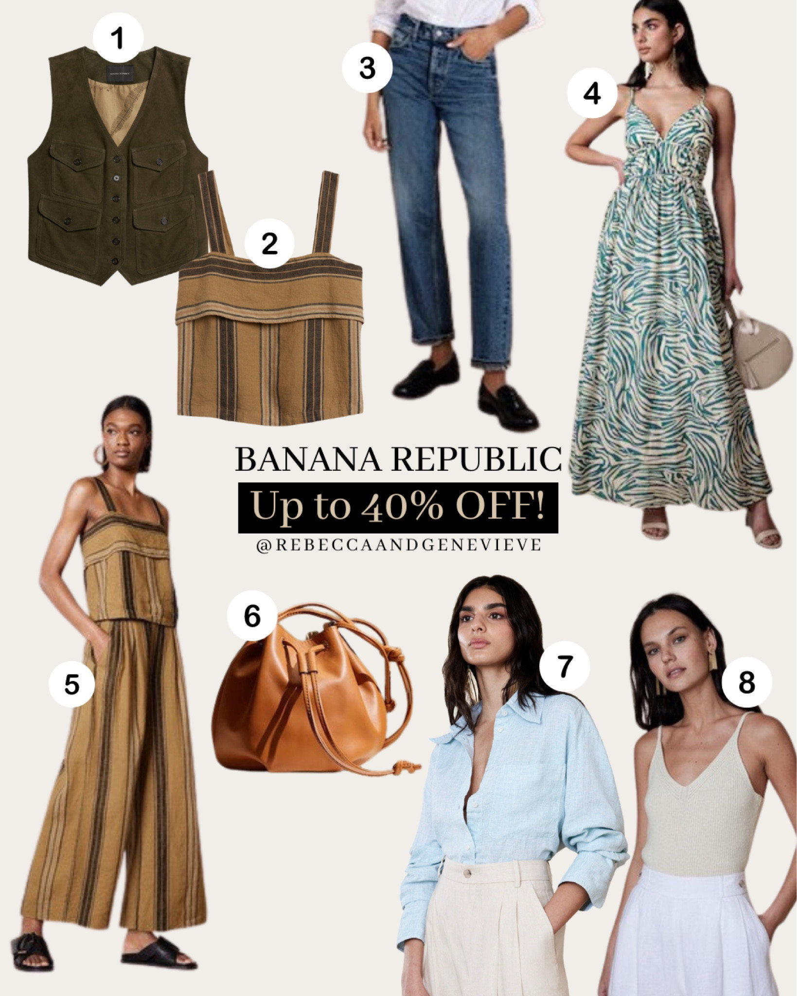 These are some of my picks from the Banana Republic huge sale 🔥
-
Vest. Linen dress. Linen pants. Linen blouse. Jeans. Purse. Sale alert. Nashville outfit. Teacher outfit. 

#LTKbeauty #LTKSale #LTKSeasonal