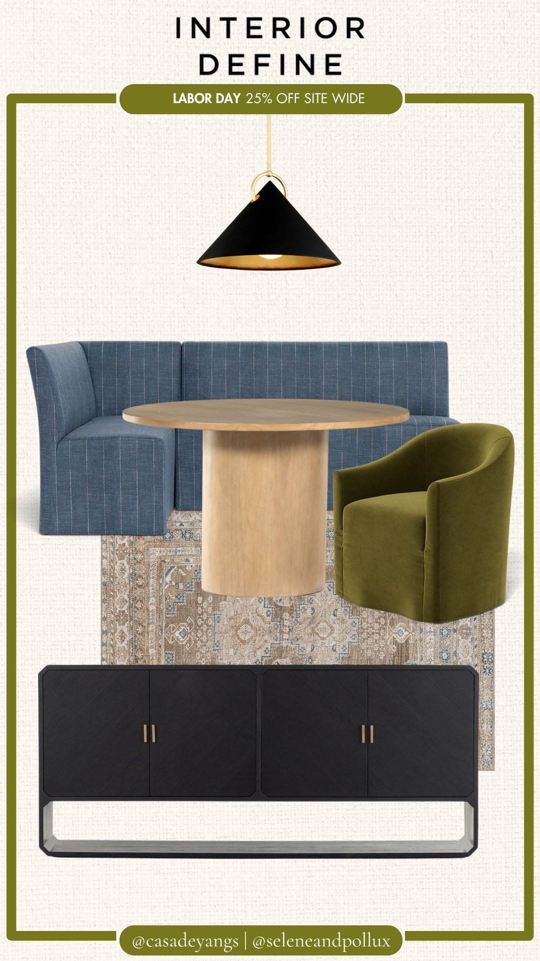 LABOR DAY SALE | INTERIOR DEFINE | INTERIOR DECOR | INTERIOR FURNITURE | DINING | DINING BENCH | LARGE PENDANT LIGHT | DINING CHAIR | ROUND DINING TABLE

#LTKSaleAlert #LTKHome