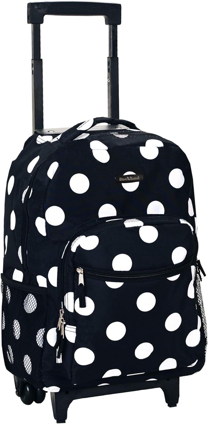 Rockland Double Handle Rolling Backpack, Black Dot, 17-Inch | Amazon (US)