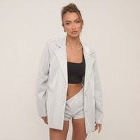 Oversized Tailored Blazer In Silver Glitter, Women's Size UK 10 | EGO (UK)