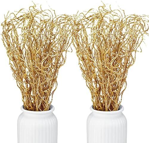 50 Pcs Christmas Glitter Branches Vase Filler Decor Curly Ting Ting Branches Artificial Sticks Tw... | Amazon (US)