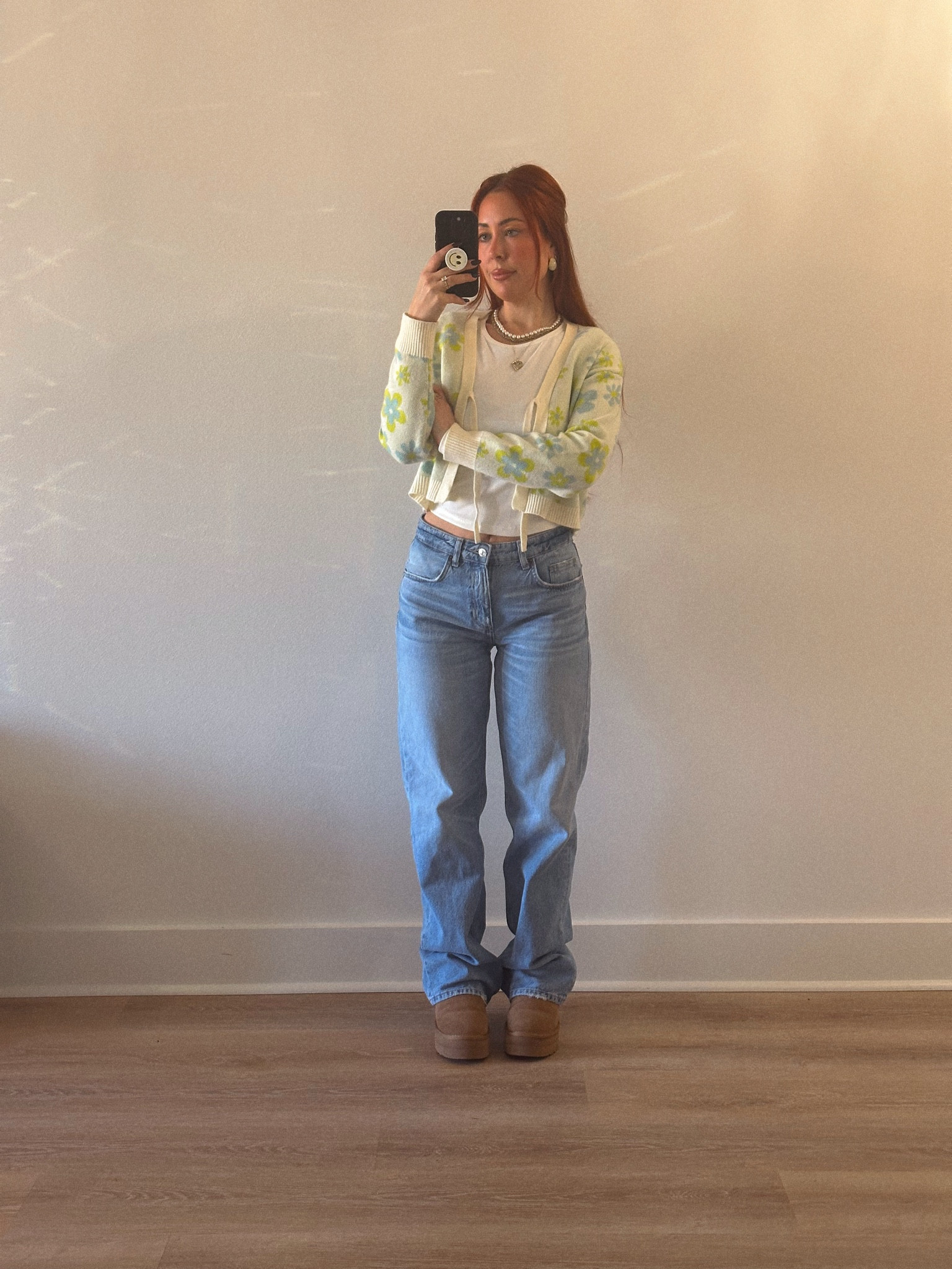 Sweater is part of a set from Marshall’s (I think) - brand is Witty Fox
Linked similar jeans, but these are from Zara (ref no - 6688/29