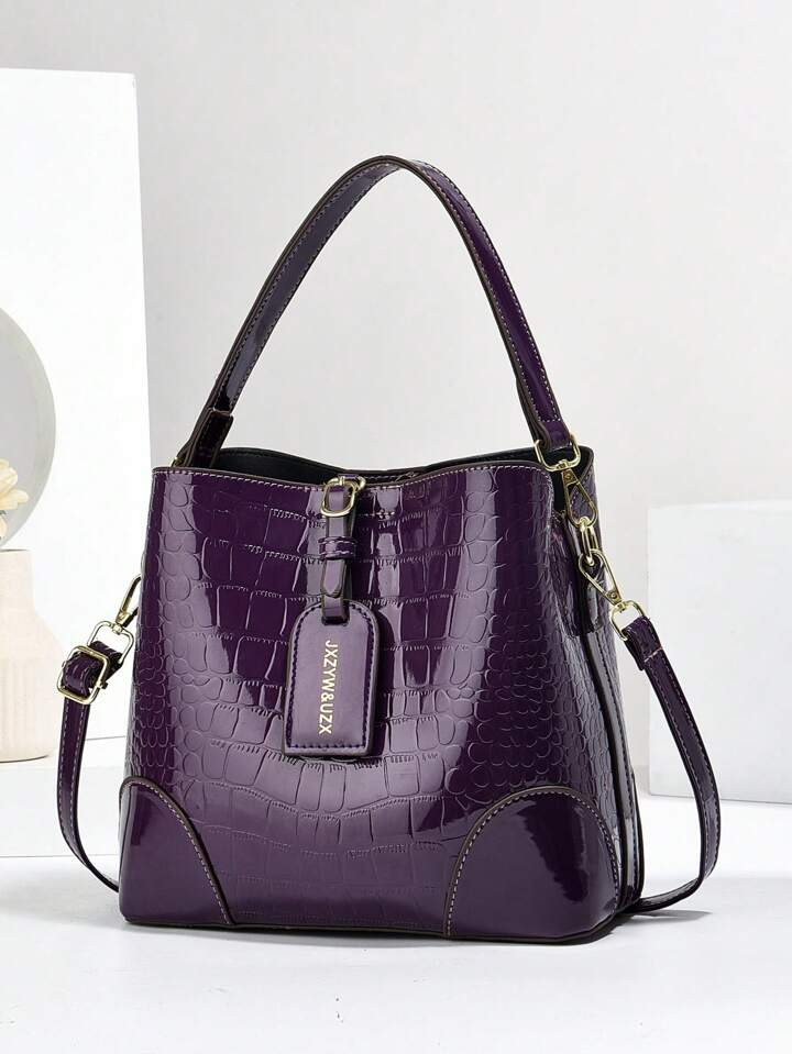 Bucket Bag Women's High-Capacity Embossed Bag With Three-Layer Pockets, Simple Casual Shoulder Cr... | SHEIN