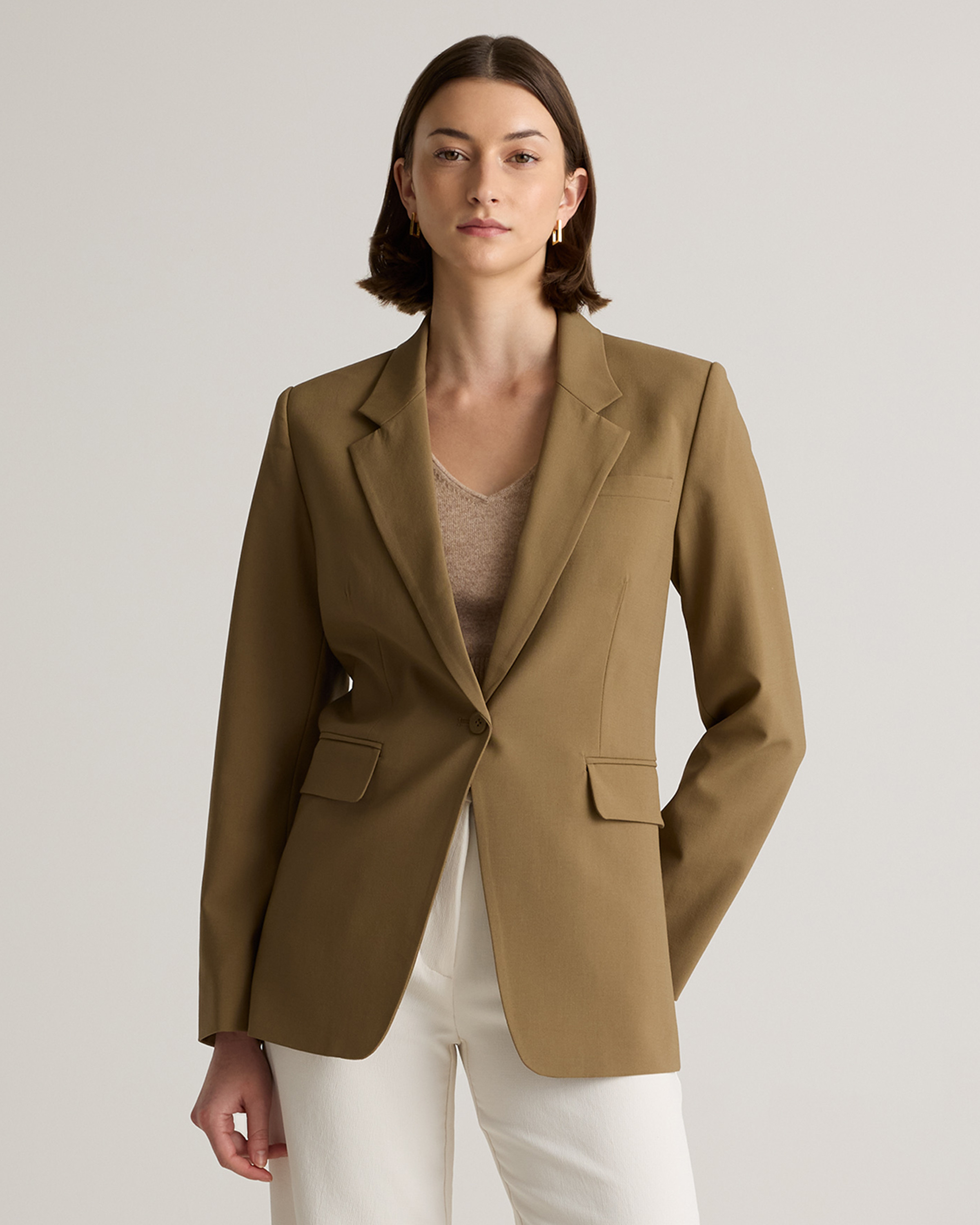 Italian Wool Long Blazer in Sahara Camel | Quince