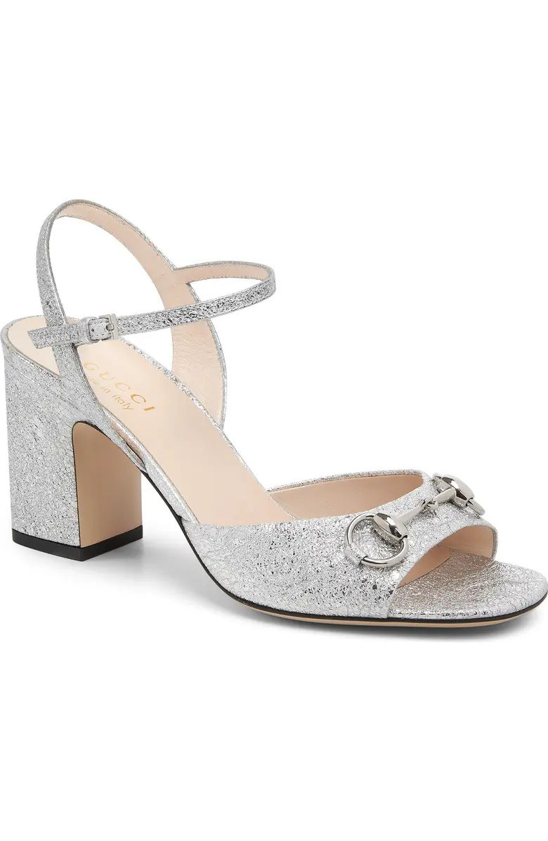 Lady Horsebit Metallic Ankle Strap Sandal (Women) | Nordstrom