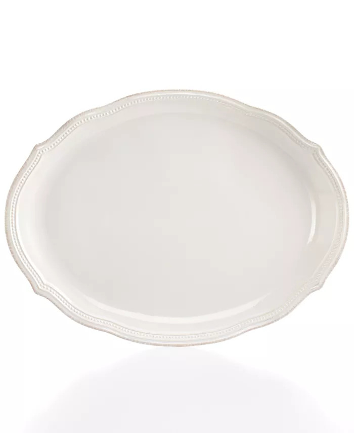 Dinnerware, French Perle Bead White Oval Platter | Macy's