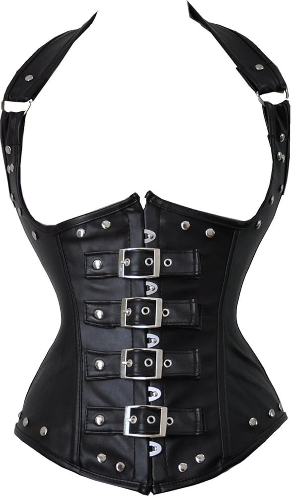 Blidece Women's Fashion PU Leather Halter Shoulder Straps Underbust Corset Top | Amazon (US)