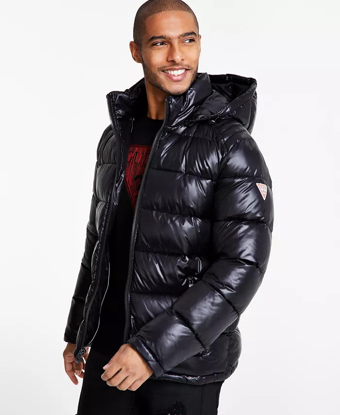 GUESS Men's Hooded Puffer Coat - Macy's | Macy's