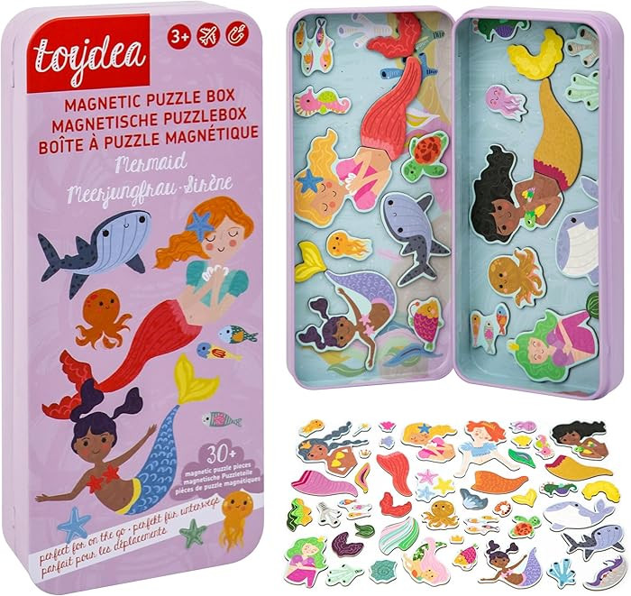 Magnetic Game Puzzle Box – Mermaid Theme 30+ Pcs Easter Travel Toy for Ages 3+ | Promotes Motor... | Amazon (US)
