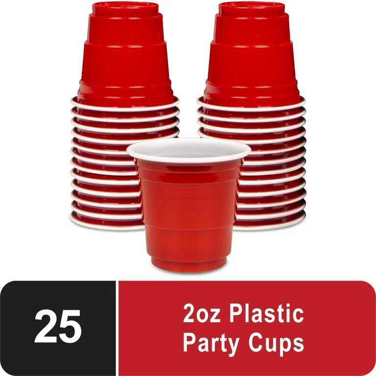 GoBig Party Mini Shot Disposable Plastic Cups, 2 oz, Red, 25 Count | Walmart (US)