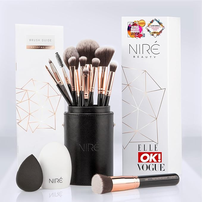 Niré Beauty 15piece Award Winning Professional Makeup Brush Set: Vegan Makeup Brushes with Case,... | Amazon (US)