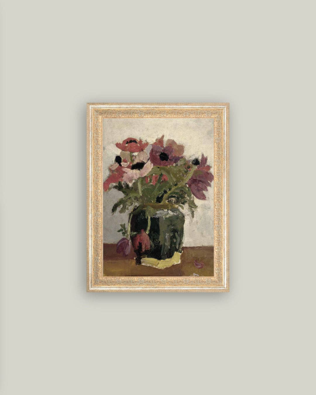 20x24 Mauve Floral Antique Art in Frame | Linen & Clove