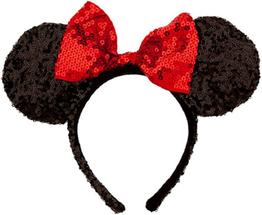 Disney Theme Parks Minnie Mouse Sequin Headband Red Black Mouse Ears | Amazon (US)