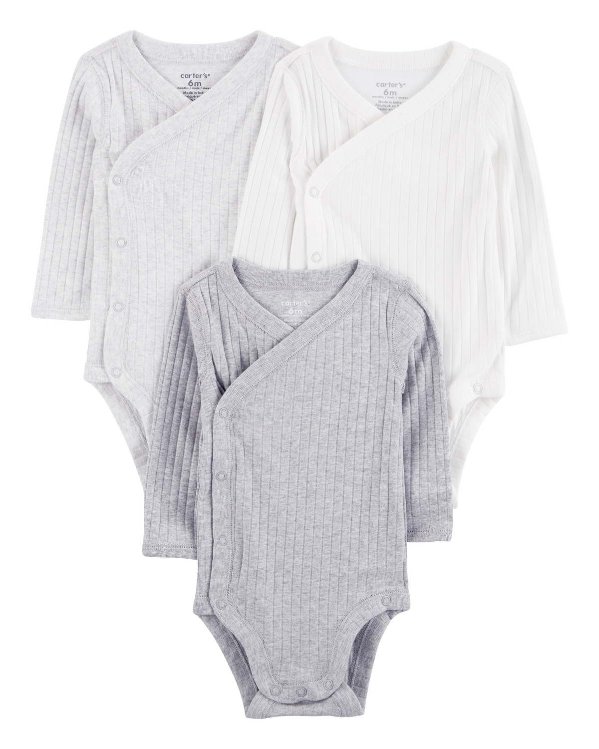 Baby 3-Pack Long-Sleeve Side-Snap Bodysuits | Carter's Inc