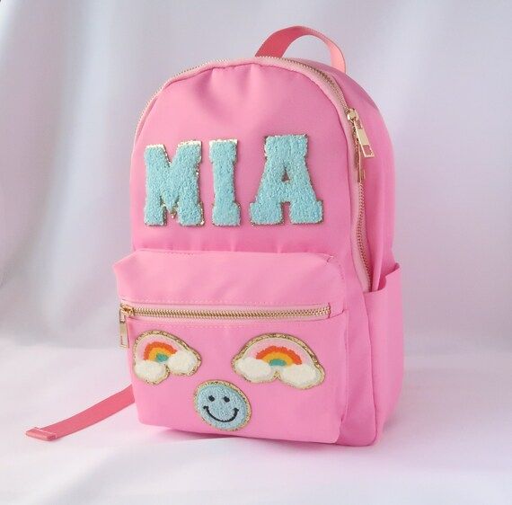 Customizable Nylon Mini Backpack With Glitter Varsity Letters - Etsy | Etsy (US)