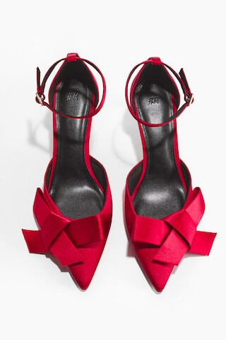 H & M - Bow-Detail Satin Pumps - Red | H&M (US + CA)